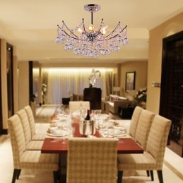 Lustre de cristal luxuoso com 6 luzes pendentes