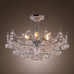 Lustre de cristal luxuoso com 6 luzes pendentes