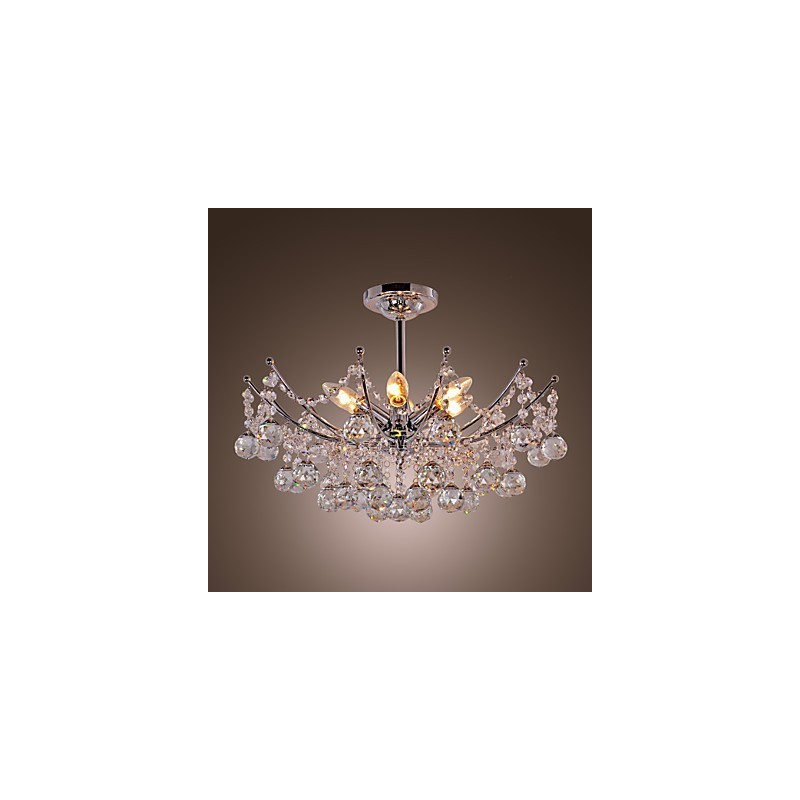 Lustre de cristal luxuoso com 6 luzes pendentes