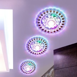 Luminária de teto de cristal Spotlight SMD 3W Lâmpada criativa Tubo de luz colorida Luz de cúpula colorida