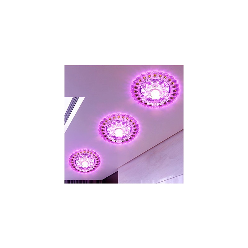 Luminária de teto de cristal Spotlight SMD 3W Lâmpada criativa Tubo de luz colorida Luz de cúpula colorida