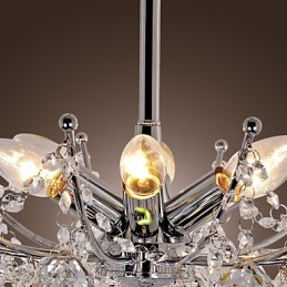Lustre de cristal luxuoso com 6 luzes pendentes