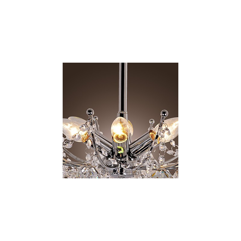 Lustre de cristal luxuoso com 6 luzes pendentes