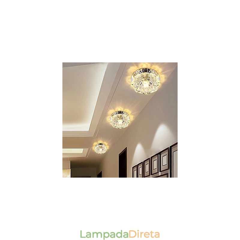 Luminária de teto de cristal Spotlight SMD 3W Lâmpada criativa Tubo de luz colorida Luz de cúpula colorida