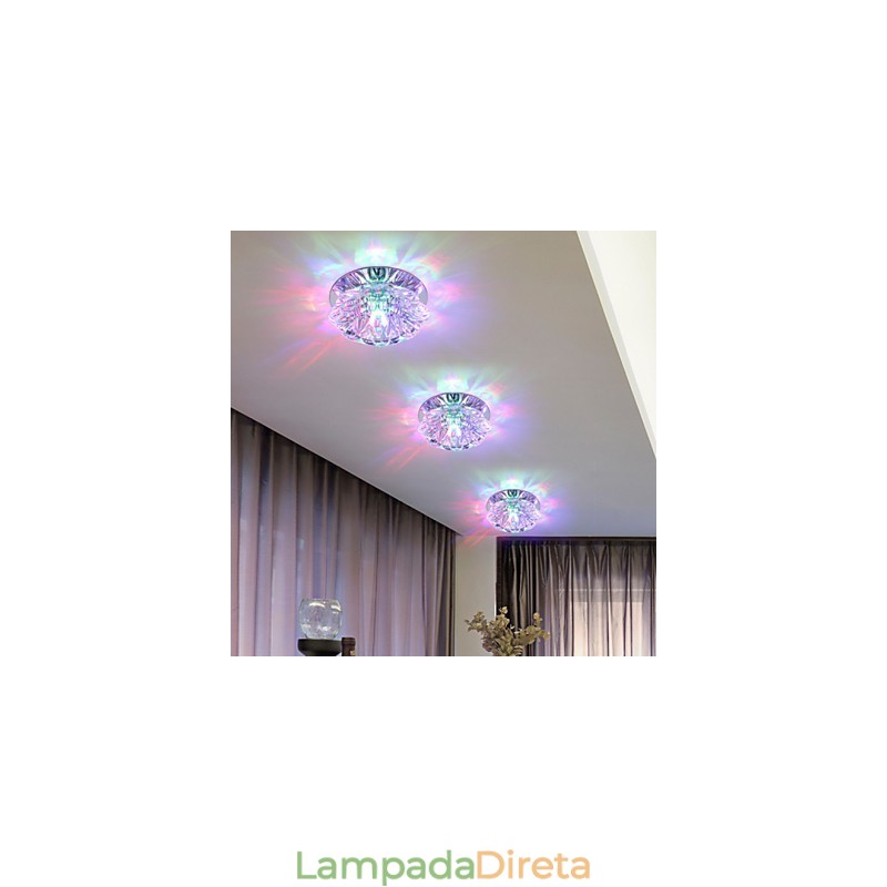 Luminária de teto de cristal Spotlight SMD 3W Lâmpada criativa Tubo de luz colorida Luz de cúpula colorida