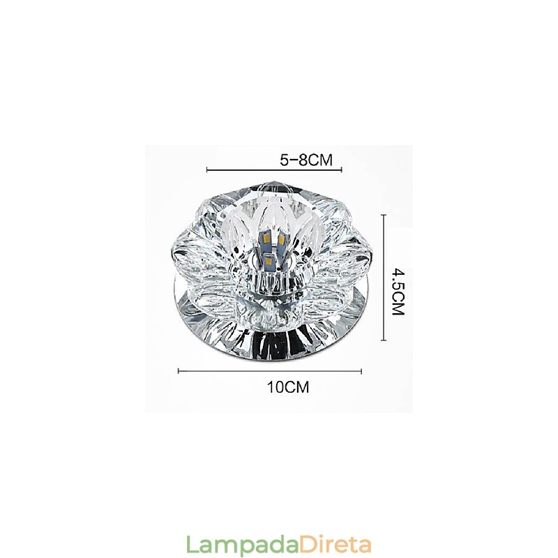 Luminária de teto de cristal Spotlight SMD 3W Lâmpada criativa Tubo de luz colorida Luz de cúpula colorida