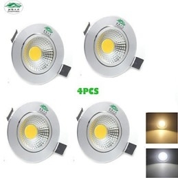 4PCS Zweihnder 3W 300Lm COB Lâmpada de teto Downlight Luz branca quente