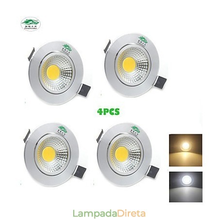 4PCS Zweihnder 3W 300Lm COB Lâmpada de teto Downlight Luz branca quente 4PCS Zweihnder 3W 300Lm COB Lâmpada de teto Downlight Luz branca quente