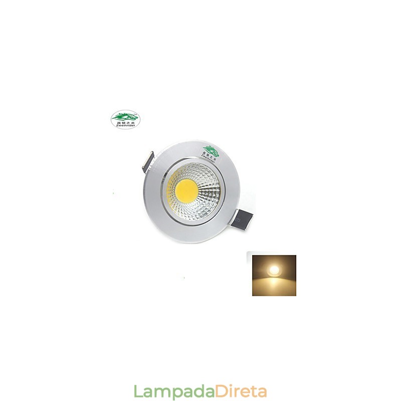 4PCS Zweihnder 3W 300Lm COB Lâmpada de teto Downlight Luz branca quente