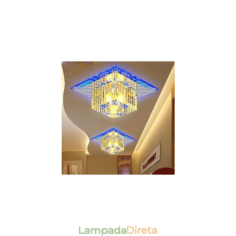 Mini lâmpada de teto de cristal holofote SMD 3W lâmpada criativa tubo de luz colorida cor quadrado luz de cúpula