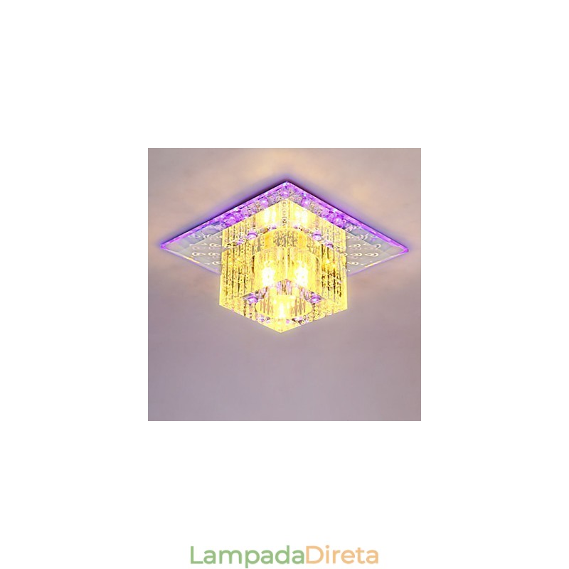 Mini lâmpada de teto de cristal holofote SMD 3W lâmpada criativa tubo de luz colorida cor quadrado luz de cúpula