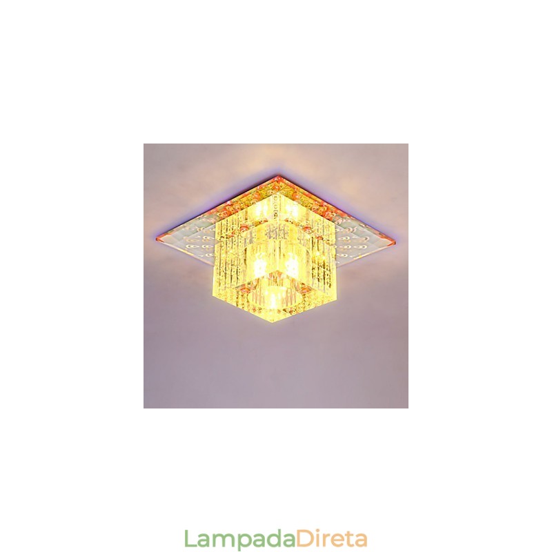 Mini lâmpada de teto de cristal holofote SMD 3W lâmpada criativa tubo de luz colorida cor quadrado luz de cúpula