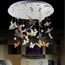Luminária de Cristal Circular Borboleta Luminária de Cristal
