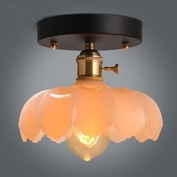 Luminária de teto de vidro com luzes retrô embutidas