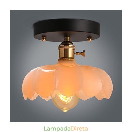Luminária de teto de vidro com luzes retrô embutidas Luminária de teto de vidro com luzes retrô embutidas
