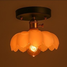 Luminária de teto de vidro com luzes retrô embutidas