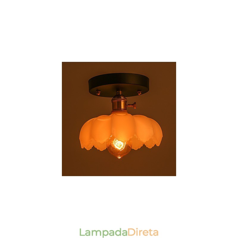 Luminária de teto de vidro com luzes retrô embutidas