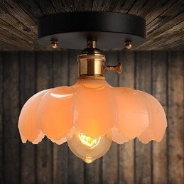 Luminária de teto de vidro com luzes retrô embutidas