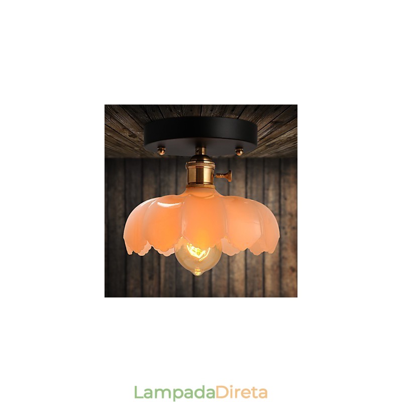 Luminária de teto de vidro com luzes retrô embutidas