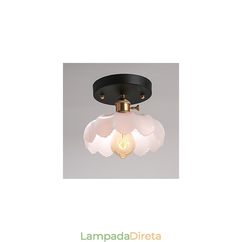 Luminária de teto de vidro com luzes retrô embutidas