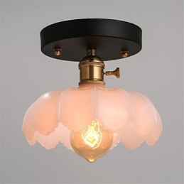 Luminária de teto de vidro com luzes retrô embutidas