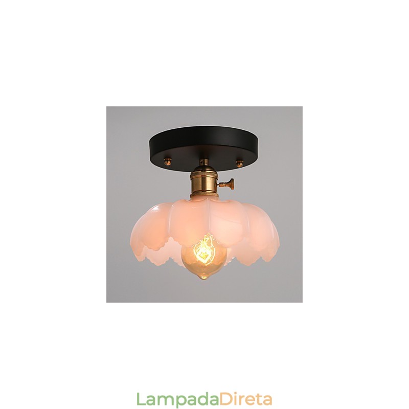 Luminária de teto de vidro com luzes retrô embutidas