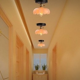 Luminária de teto de vidro com luzes retrô embutidas
