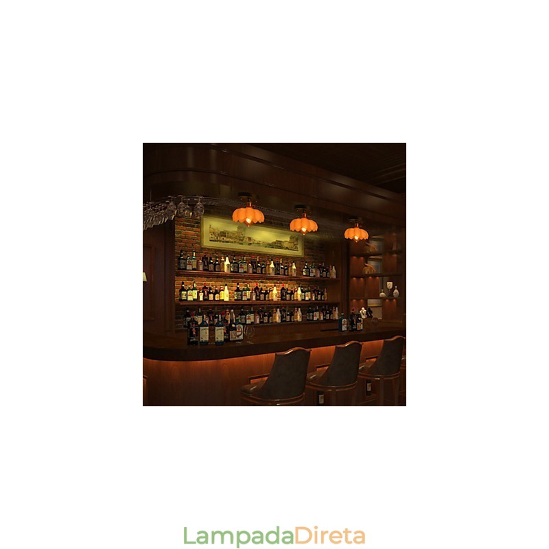 Luminária de teto de vidro com luzes retrô embutidas