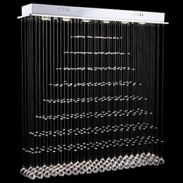 Luminárias de lustre de cristal retangulares, luminárias de teto suspensas