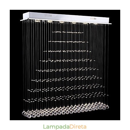 Luminárias de lustre de cristal retangulares, luminárias de teto suspensas Luminárias de lustre de cristal retangulares, luminárias de teto suspensas