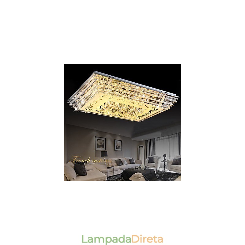 Luminária embutida de três cores com controle remoto, vidro moderno e contemporâneo