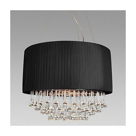 Luminária de teto de cristal com 5 luzes em tecido preto Luminária de teto de cristal com 5 luzes em tecido preto