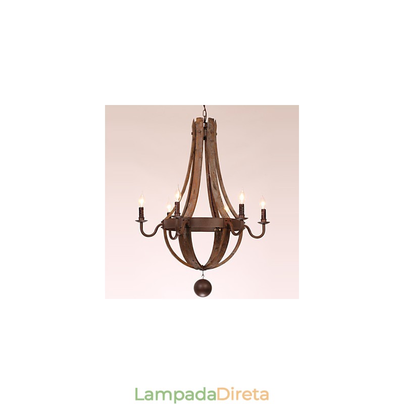 Lustre 6 luzes Vintage Retro Country Living Jantar Garagem Metal