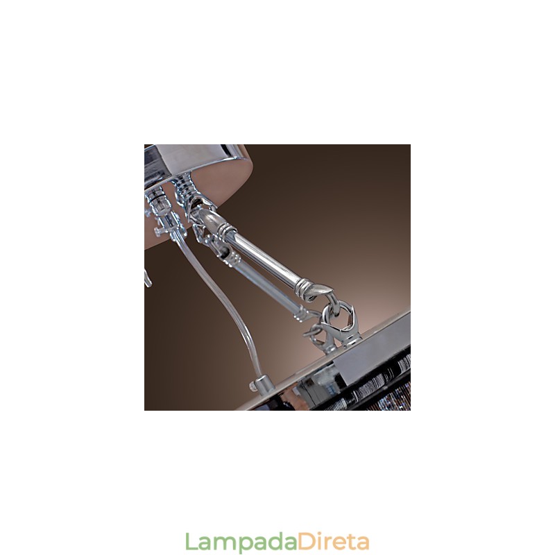 Luminária de parede de cristal moderna embutida com 5 luzes e abajur de tecido preto