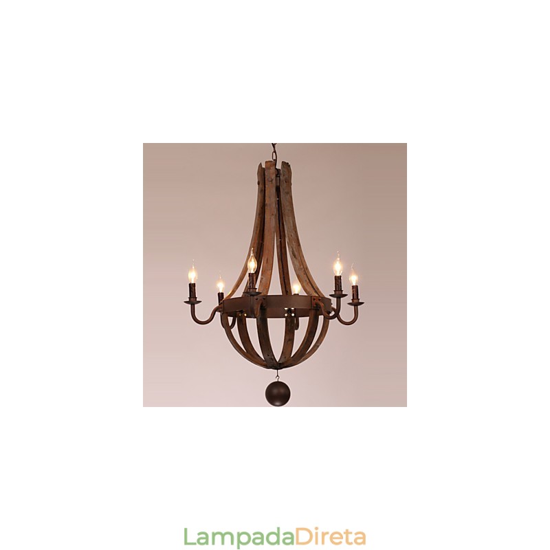 Lustre 6 luzes Vintage Retro Country Living Jantar Garagem Metal