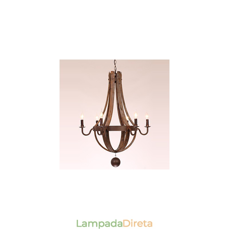 Lustre 6 luzes Vintage Retro Country Living Jantar Garagem Metal