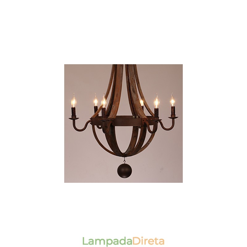 Lustre 6 luzes Vintage Retro Country Living Jantar Garagem Metal