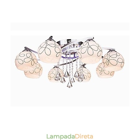 Lustre Moderno Cristal Living 8 luzes Lustre Moderno Cristal Living 8 luzes