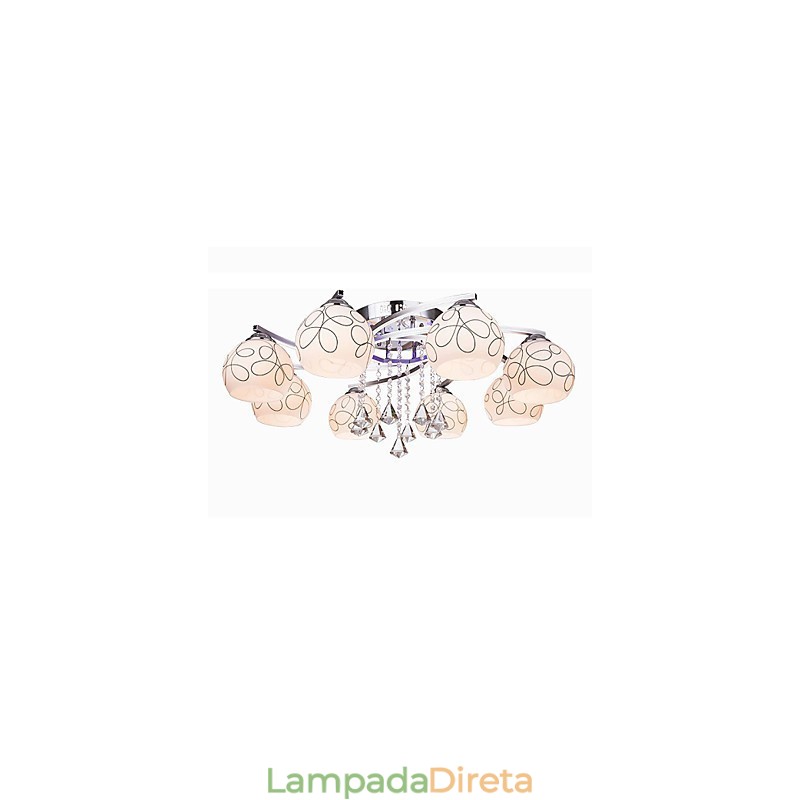 Lustre Moderno Cristal Living 8 luzes