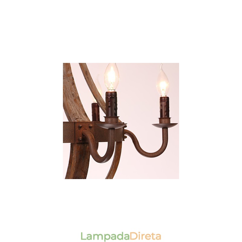 Lustre 6 luzes Vintage Retro Country Living Jantar Garagem Metal