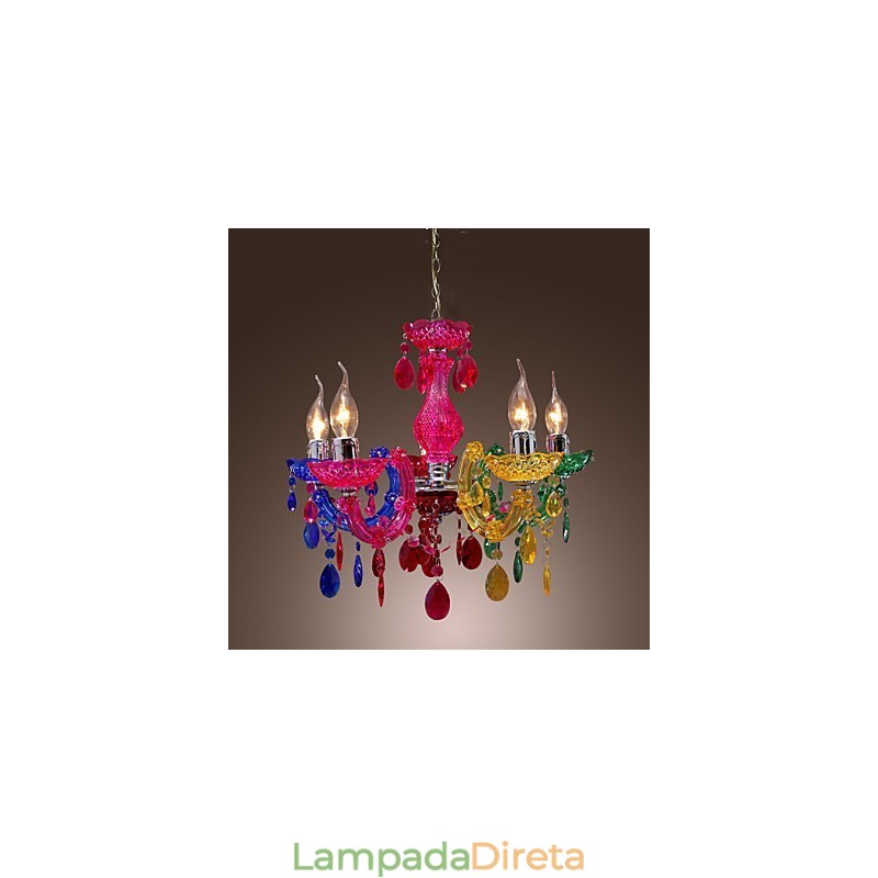 Lustre de acrílico cromado cristal clássico tradicional