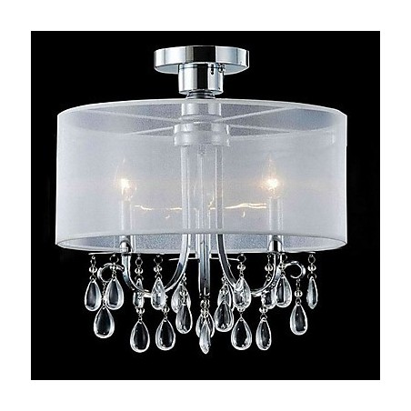 Luminária embutida de cristal elegante com 3 luzes em tecido Luminária embutida de cristal elegante com 3 luzes em tecido