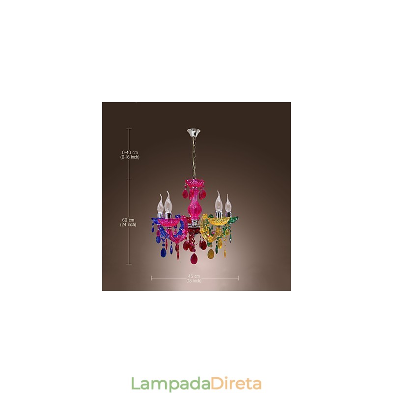 Lustre de acrílico cromado cristal clássico tradicional
