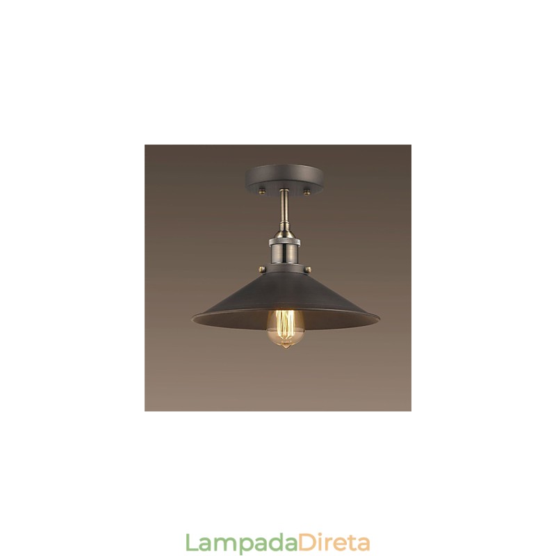 Mini luminária de teto Edison vintage 1 luz de metal embutida