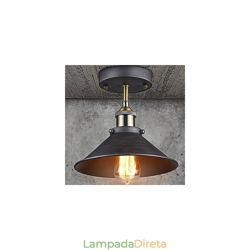 Mini luminária de teto Edison vintage 1 luz de metal embutida