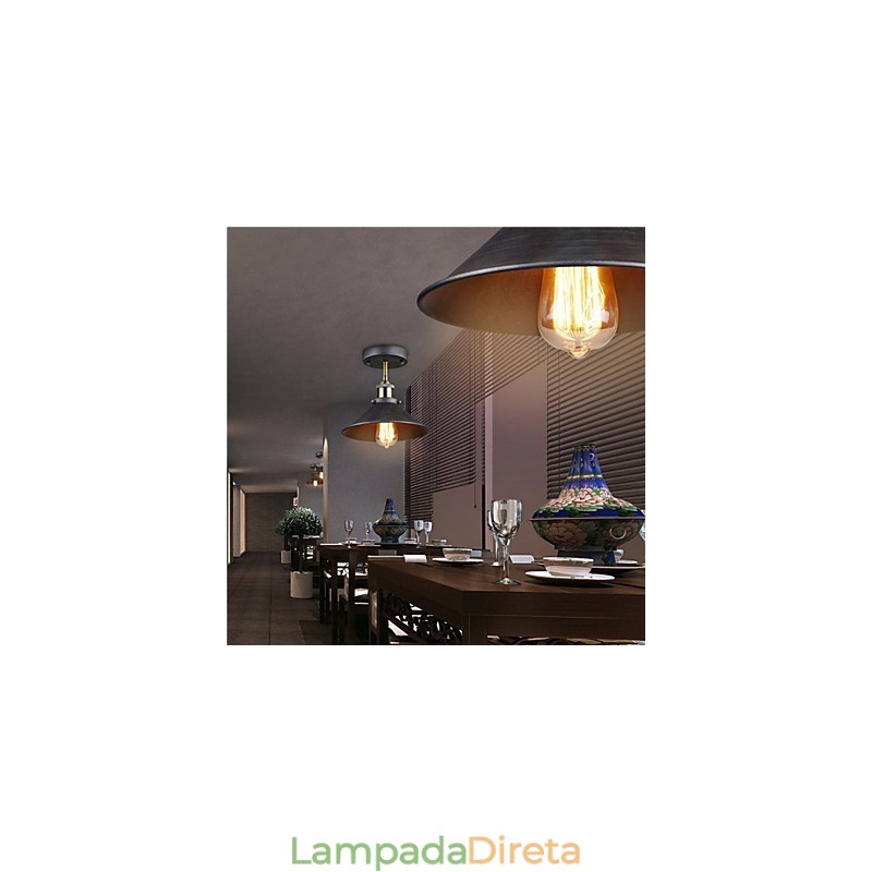 Mini luminária de teto Edison vintage 1 luz de metal embutida