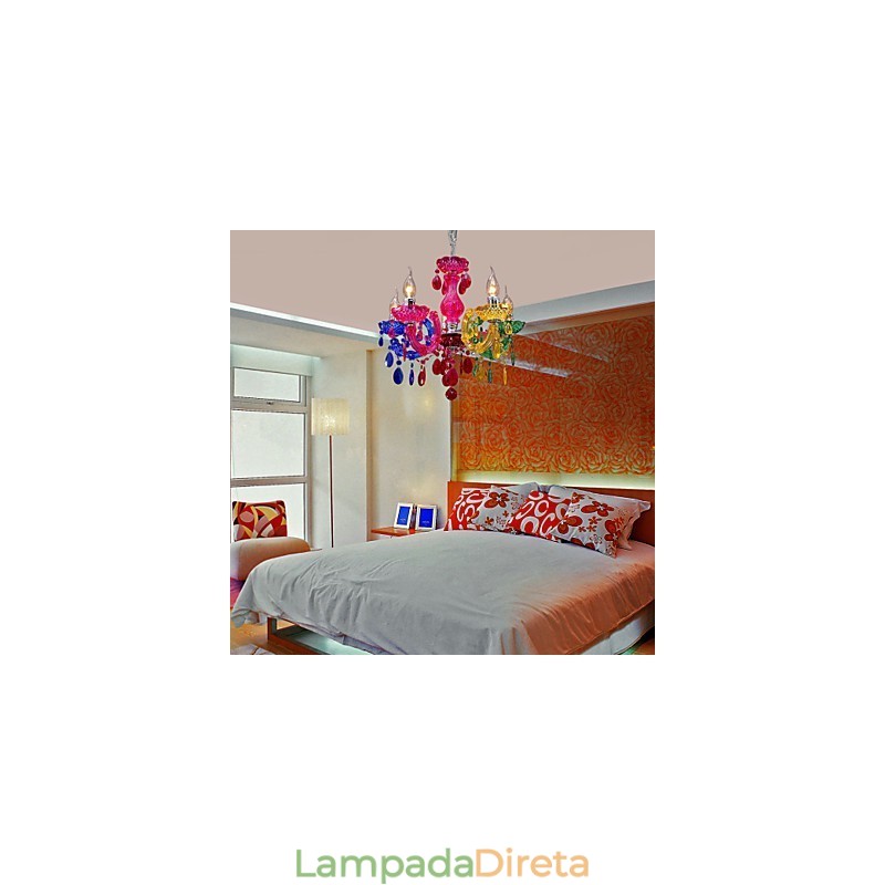 Lustre de acrílico cromado cristal clássico tradicional