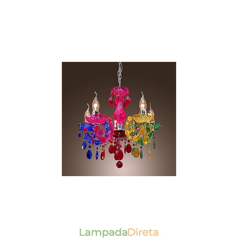 Lustre de acrílico cromado cristal clássico tradicional