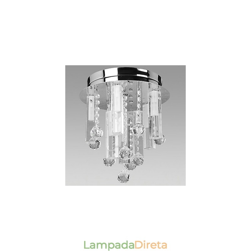 Luminária de teto de cristal com 8 luzes