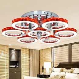 Lustre de acrílico vermelho com 7 luzes (cromado)